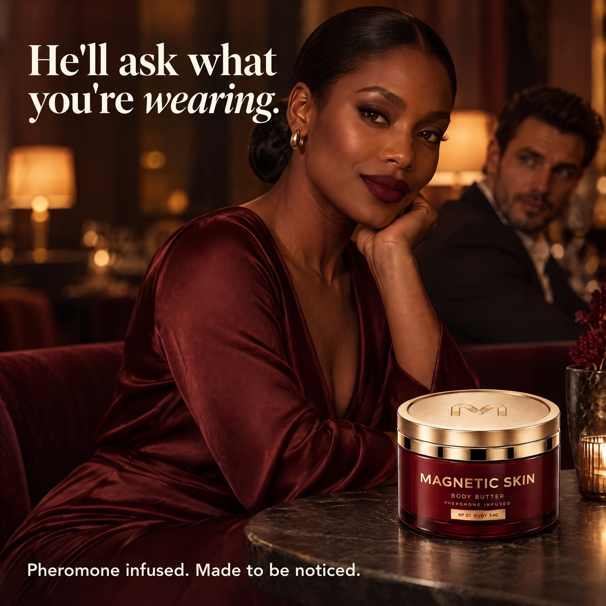 Woman wearing Magnetic Skin body butter